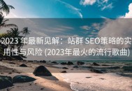 2023 年最新见解：站群 SEO策略的实用性与风险 (2023年最火的流行歌曲)