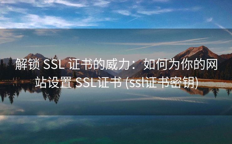 解锁 SSL 证书的威力：如何为你的网站设置 SSL证书 (ssl证书密钥)